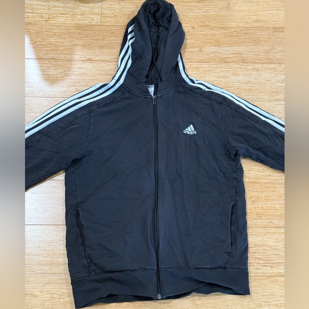 Adidas Black Hoodie with White Accents